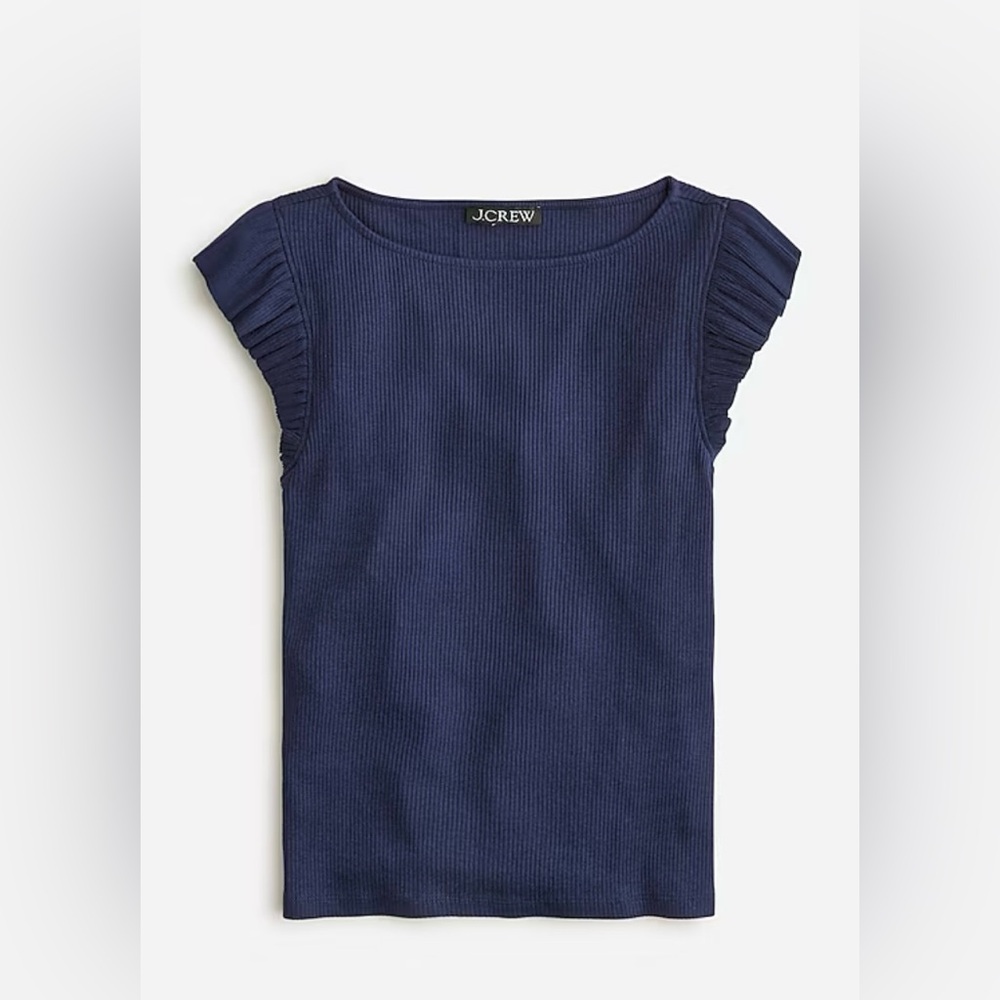 J Crew vintage rib ruffle boatneck tank top